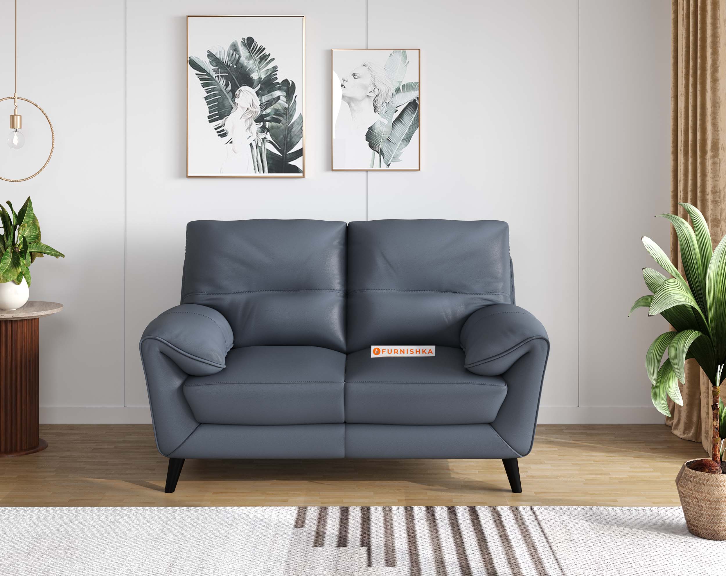 Suntory Leather Seater Sofa Ocean Blue Finish1