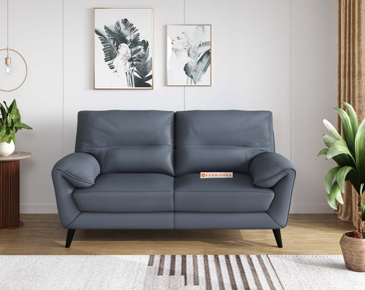 Suntory Leather 3 Seater Sofa - Ocean Blue Finish - Furnishka 