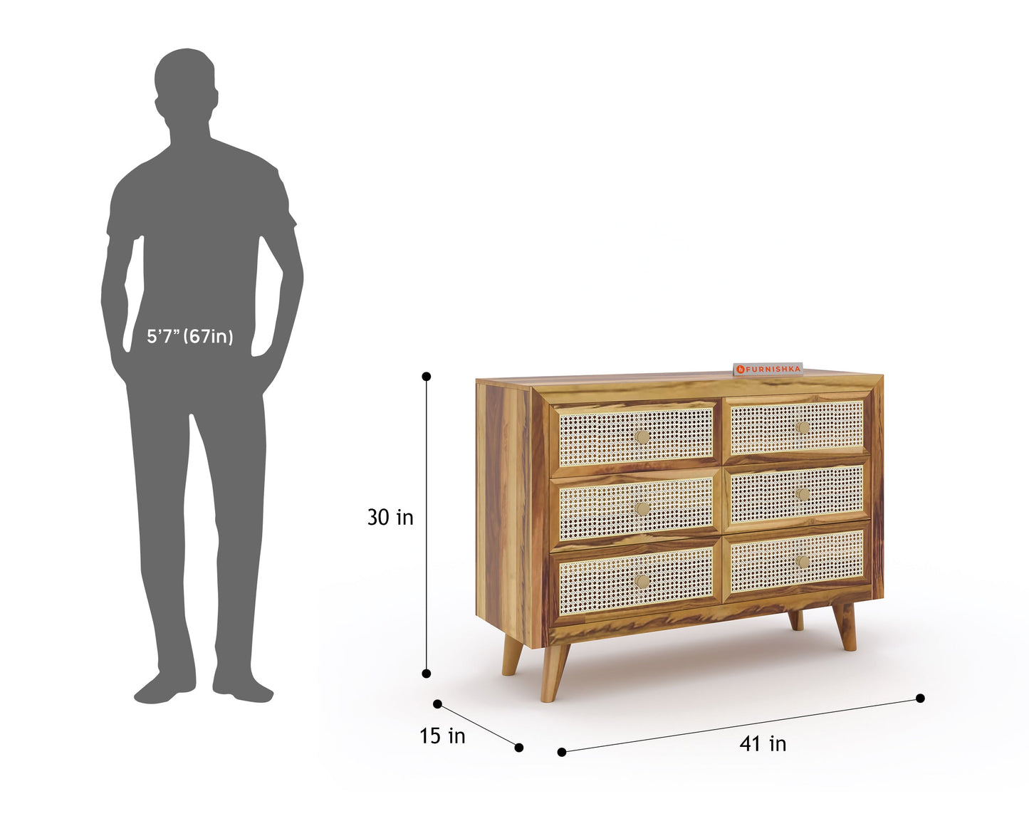 Tamara Chest of Drawers in Teak - Furnishka 