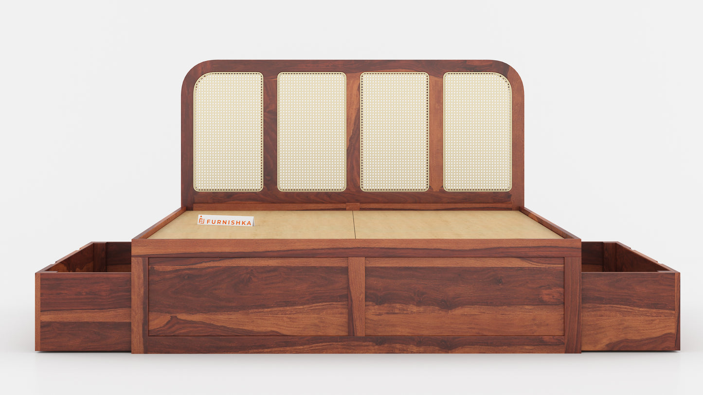 Amara Drawer Bed in Sheesham - Queen Size