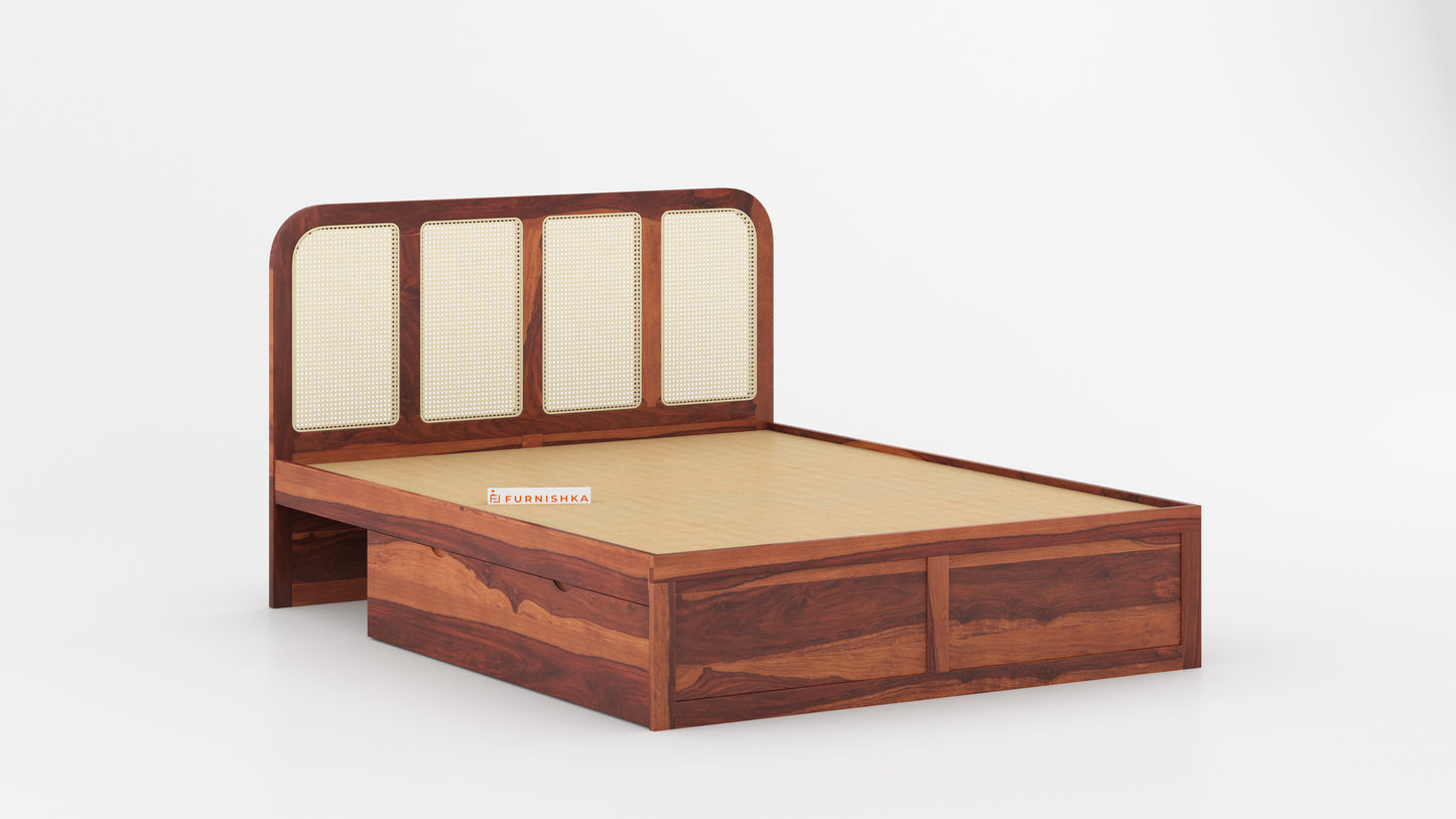 Amara Drawer Bed in Sheesham - Queen Size