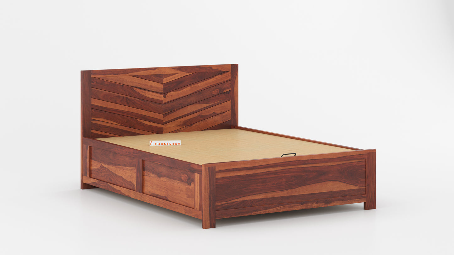 Chevora Hydraulic Bed in Sheesham - Queen Size