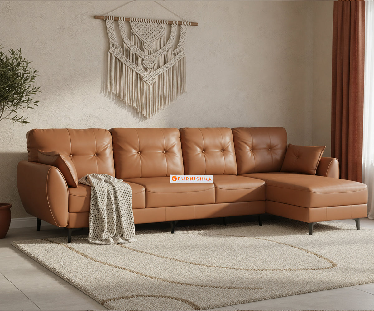Milano Leatherette 3 Seater Sectional Sofa-RHS