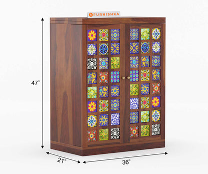 Ace Solid Sheesham Wood Bar Cabinet