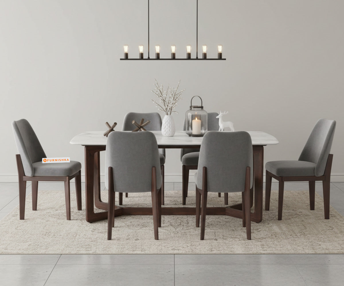Vetra 6 Seater Dining Set with Top - Quartz