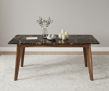 Vedh 4 Seater Dining Set  with Black 4 Seater Top - Black Engineered Marble