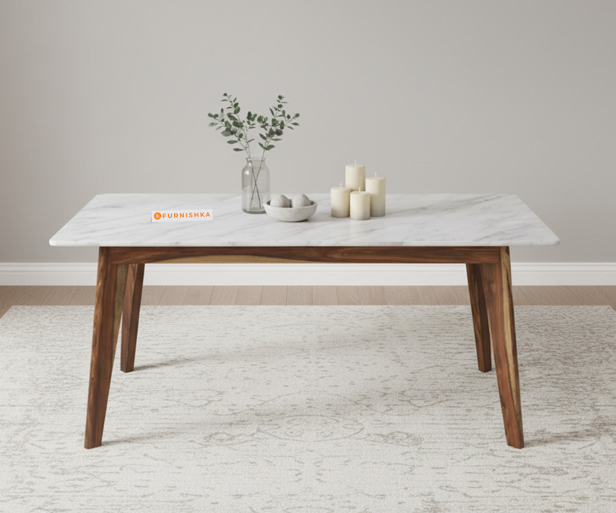 Vedh 4 Seater Dining Set Top - with White Engineered Marble