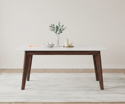 Vedh 4 Seater Dining Set Top - with White Engineered Marble