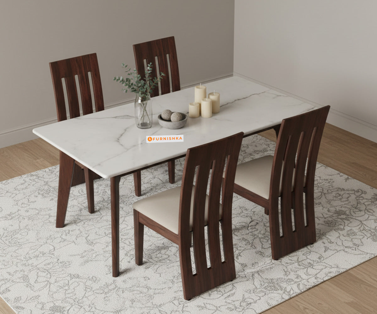 Vedh 4 Seater Dining Table Top Quartz Marble