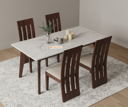 Vedh 4 Seater Dining Table Top Quartz Marble