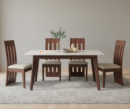 Vedh 4 Seater Dining Table Top Quartz Marble