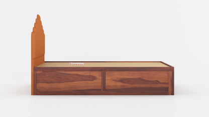 Dora Sheesham Wood bed with Upholstered headboard Box Storage King Size