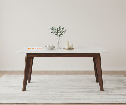 Vedh(Agar)6 Seater Dining Sets with White Engineered Marble Top