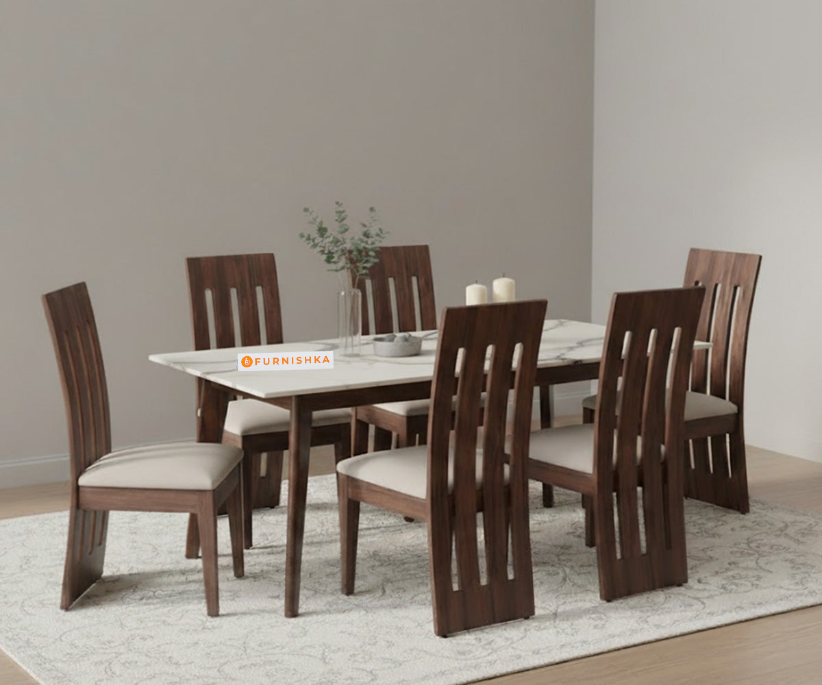 Vedh(Agar) 6 Seater Dining Sets Indian Marble Top
