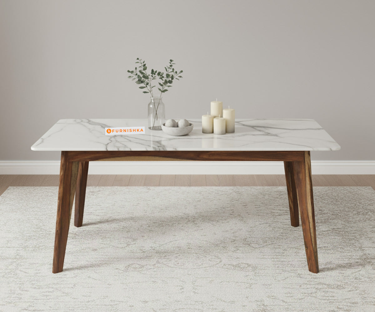 Vedh(Agar) 6 Seater Dining Sets Compact Indian Marble Top