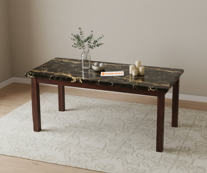 Zhera 6 Seater Dining Sets with Black Engineered Marble Top