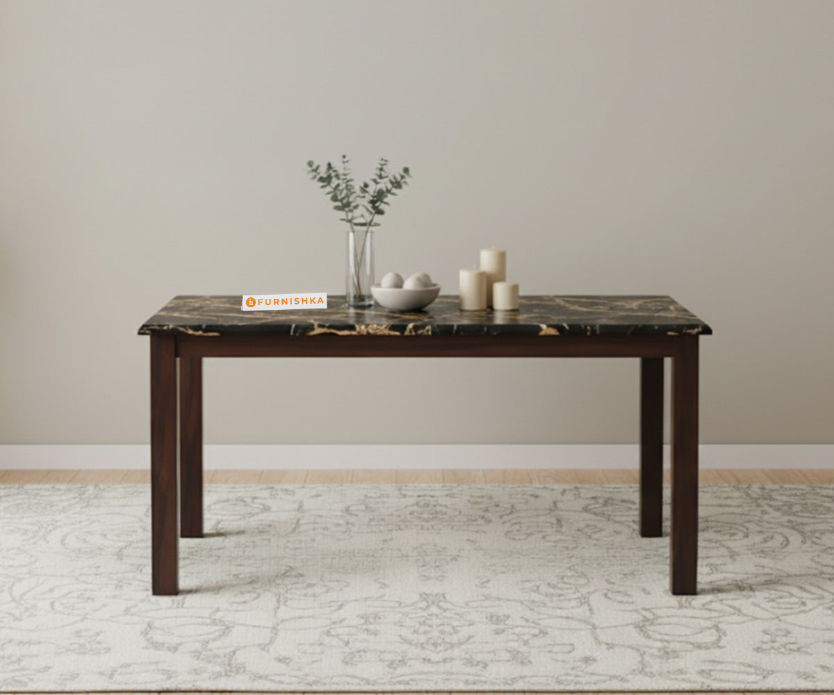 Zhera 6 Seater Dining Sets with Black Engineered Marble Top