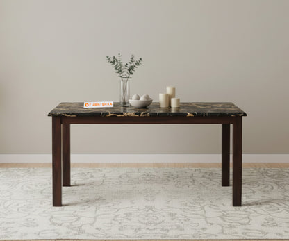 Zhera 6 Seater Dining Sets with Black Engineered Marble Top