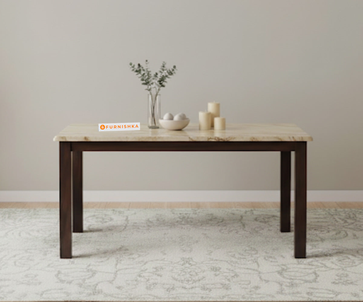 Zhera 6 Seater Dining Sets with Rosalia Gold Engineered Marble Sandwich Top