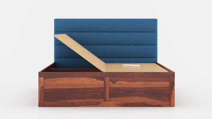 Niva Sheesham Wood bed with Upholstered headboard Box Storage King Size