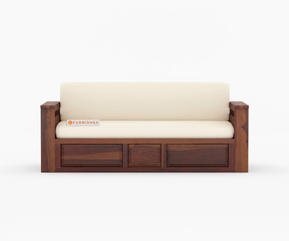 Reuben Sheesham Wood Sofa Cum Bed (Brown Finish)