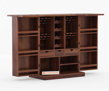 Ace Solid Sheesham Wood Bar Cabinet
