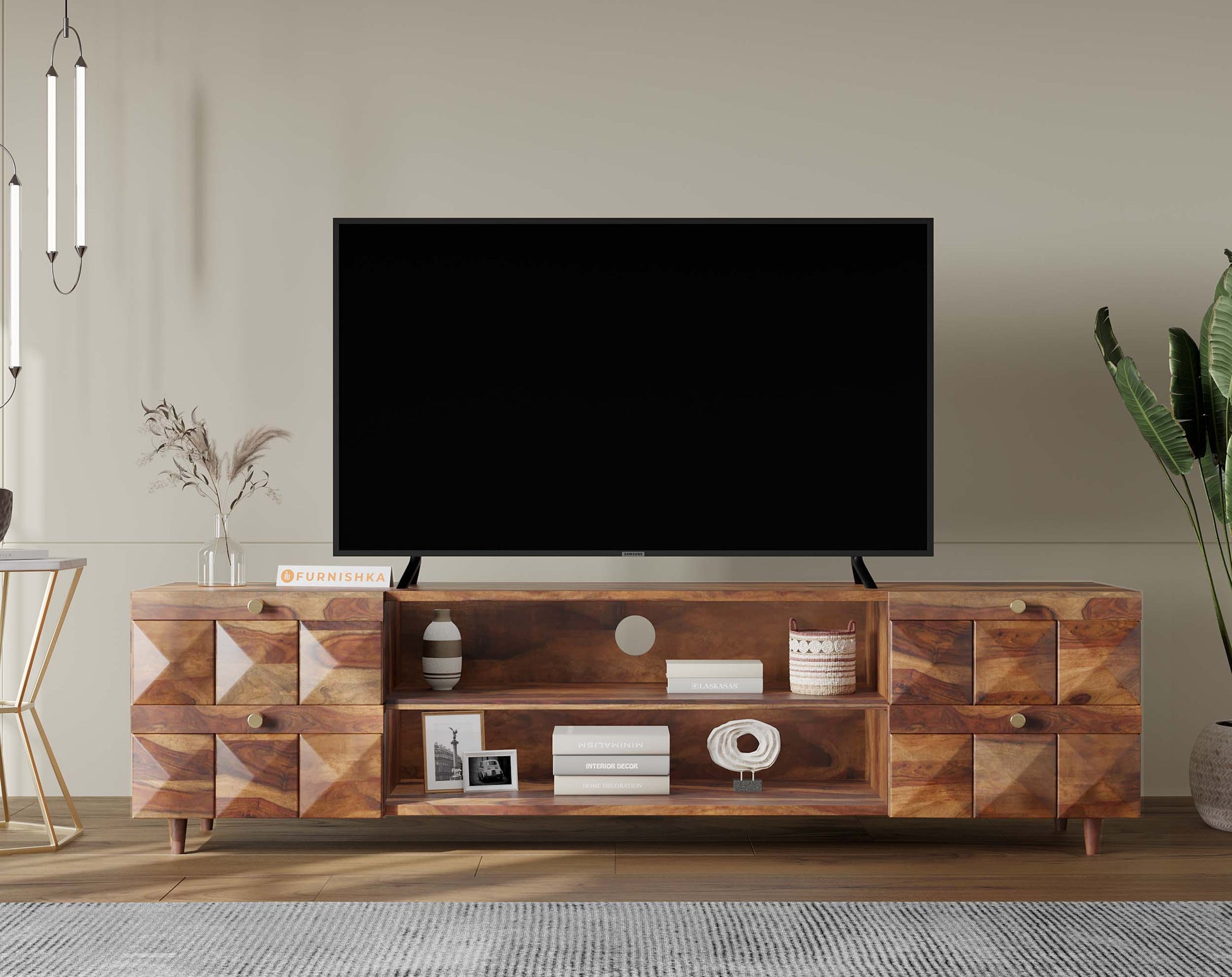 Nova Palvich Sheesham TV Unit with 4 Drawers - Furnishka 