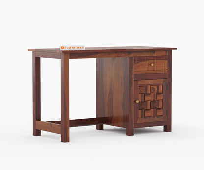 Colton Sheesham Wood Study Table (Brown Finish)