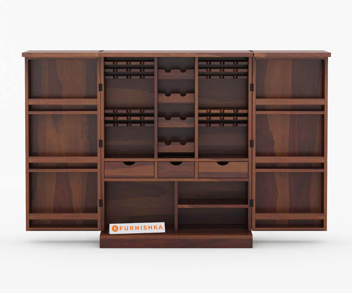 Ace Solid Sheesham Wood Bar Cabinet