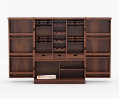 Ace Solid Sheesham Wood Bar Cabinet