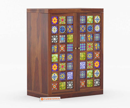 Ace Solid Sheesham Wood Bar Cabinet