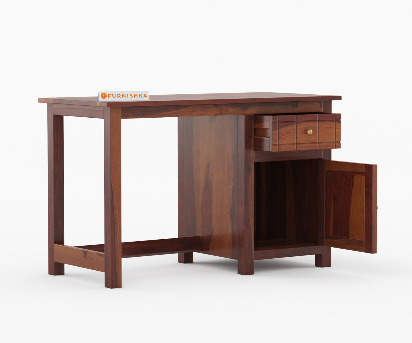 Colton Sheesham Wood Study Table (Brown Finish)