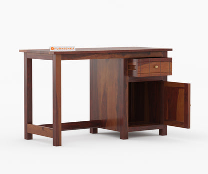 Colton Sheesham Wood Study Table (Brown Finish)