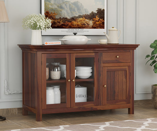 Aela Crockery Sheesham Wood Kitchen Cabinet