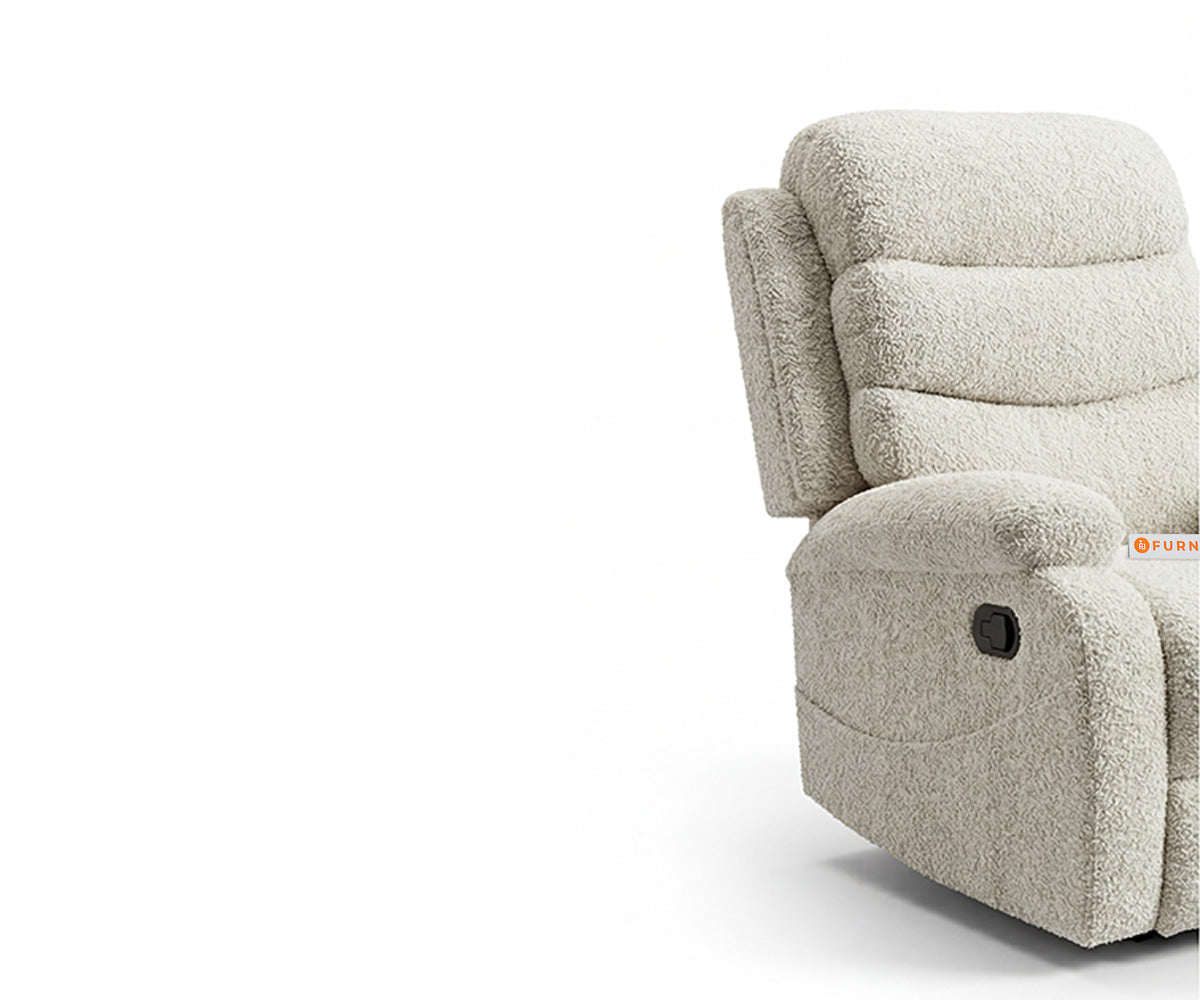 Abiza 1 Seater Manual 3R Recliner Anthology Fabric Light Beige - Furnishka