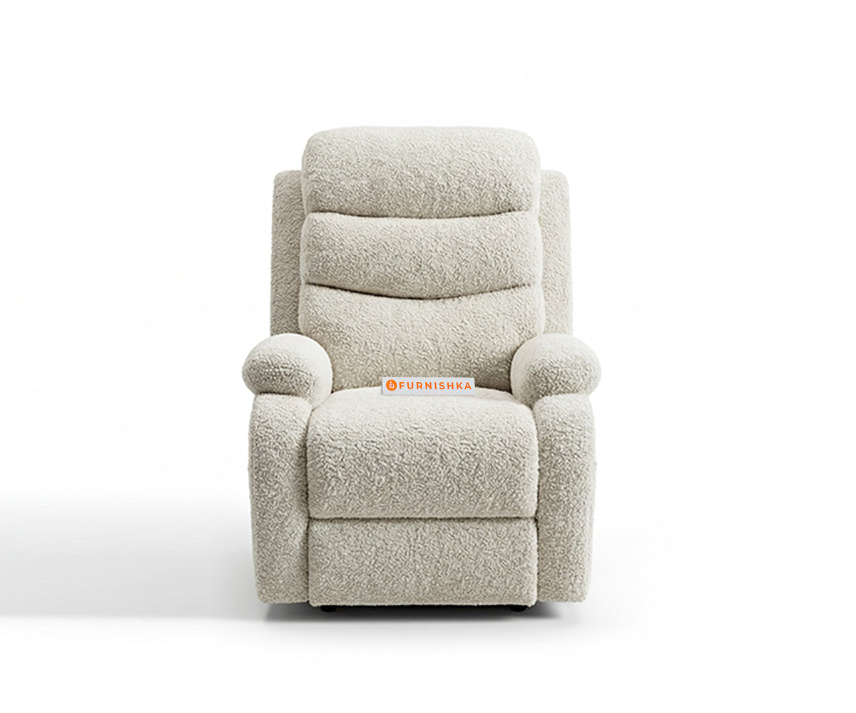 Abiza 1 Seater Manual 3R Recliner Anthology Fabric Light Beige - Furnishka