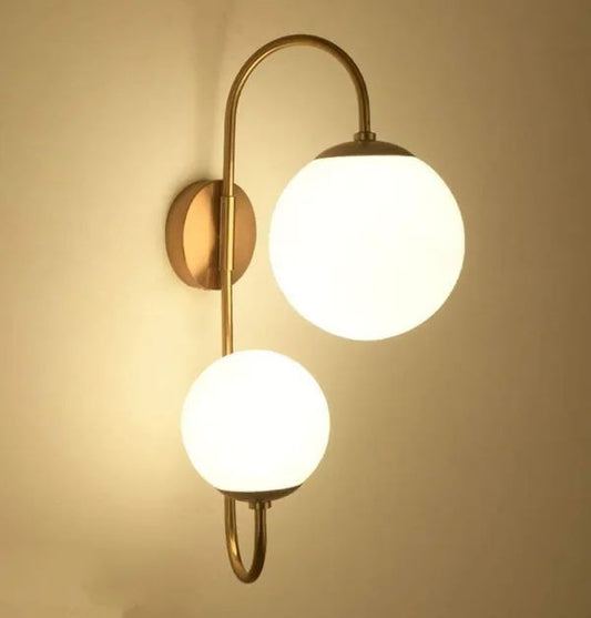 Acnh Dual Globe Glass Metal Wall Lamp - Furnishka 