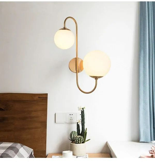 Acnh Dual Globe Glass Metal Wall Lamp - Furnishka 