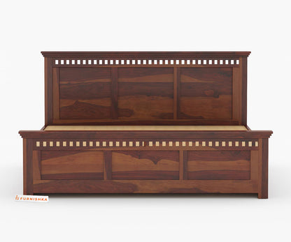 Adi Sheesham Wood Bed with Hydraulic Storage - Queen Size - Furnishka 