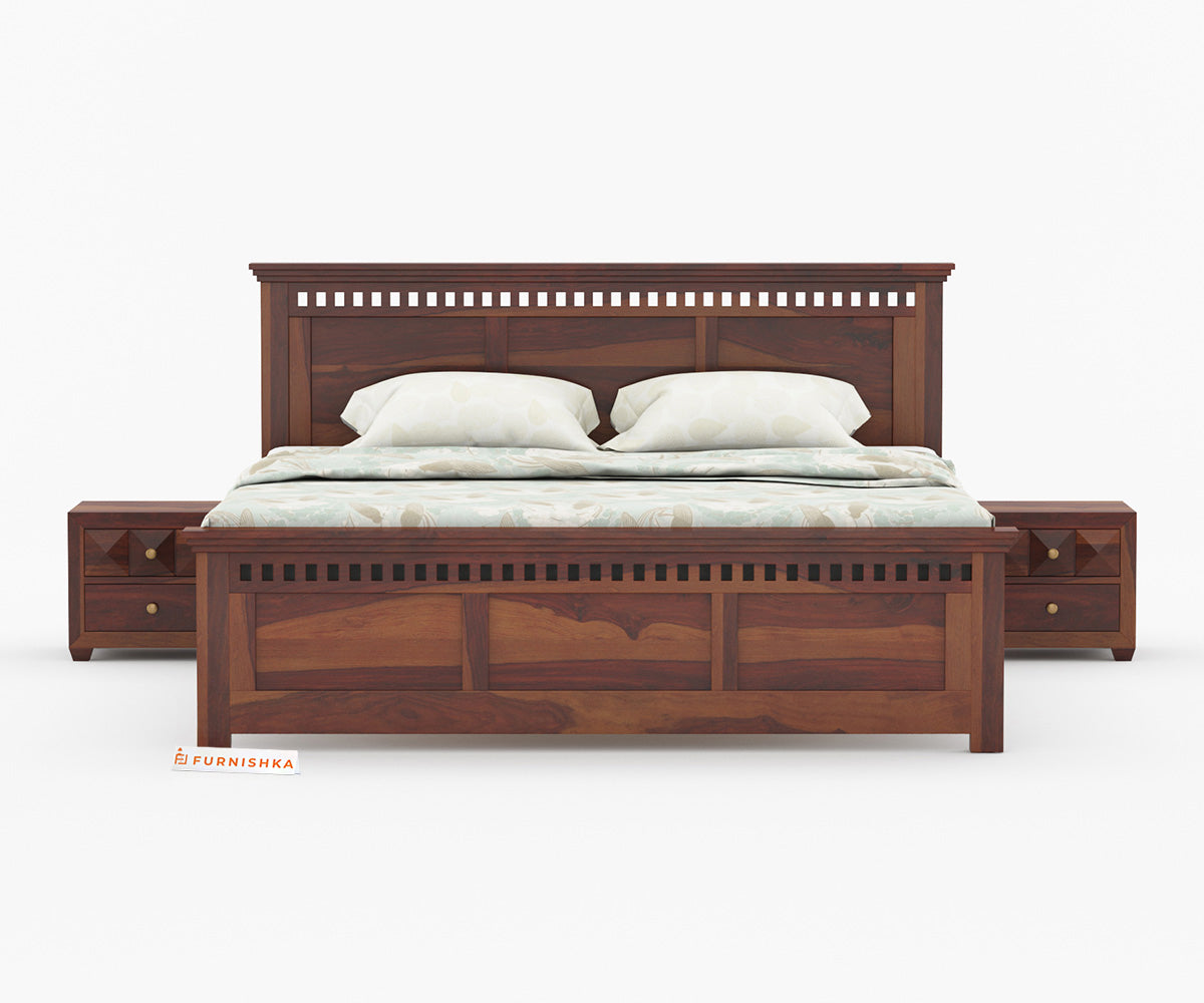Adi Sheesham Wood Bed with Non Storage - King Size - Furnishka 