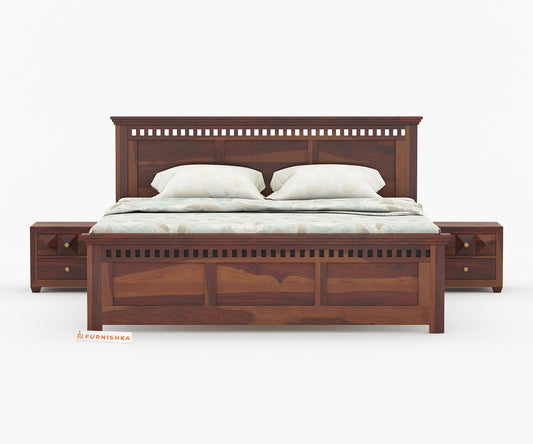Adi Sheesham Wood Bed with Non Storage - King Size - Furnishka 