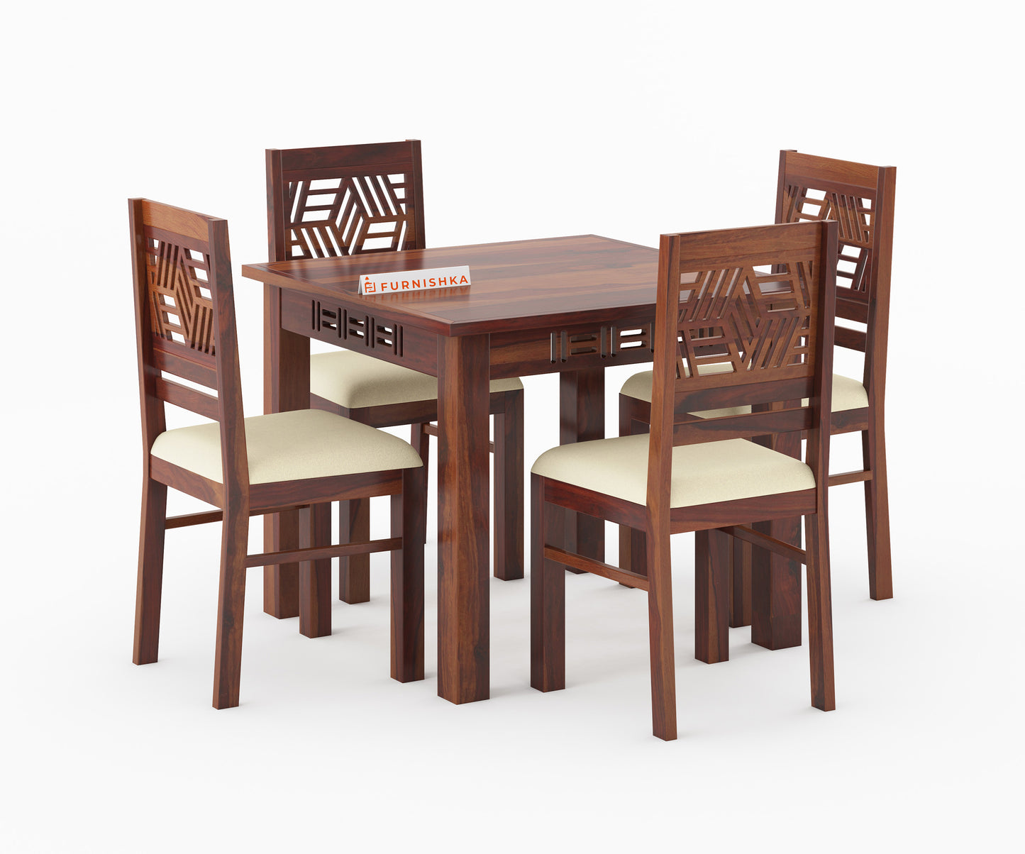 Adiva 4 Seater Sheesham wood Dining Set with Adiva Sheesham Dining Chair - Furnishka 
