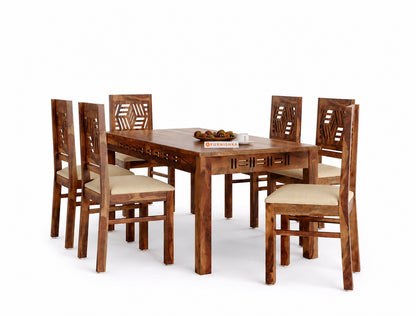 Adiva Sheesham wood 6 Seater Dining Set With Chair - Furnishka