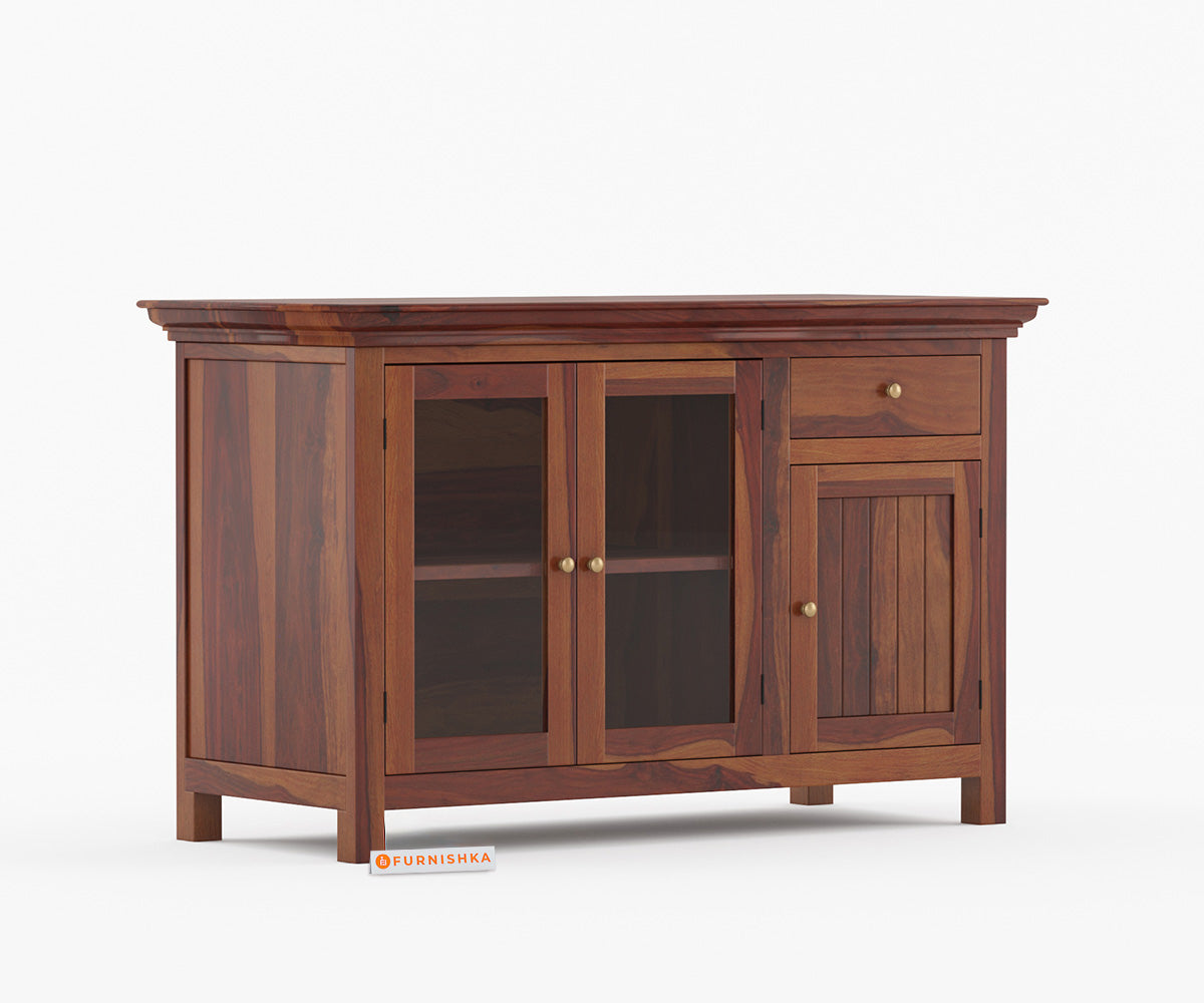 Aela Crockery Sheesham Wood Kitchen Cabinet - Furnishka 