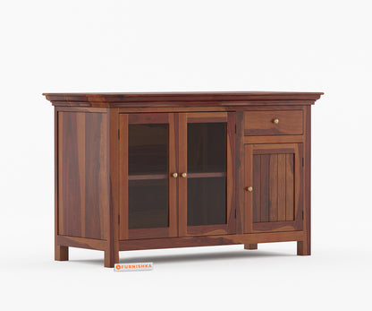 Aela Crockery Sheesham Wood Kitchen Cabinet - Furnishka 