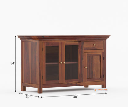 Aela Crockery Sheesham Wood Kitchen Cabinet - Furnishka 