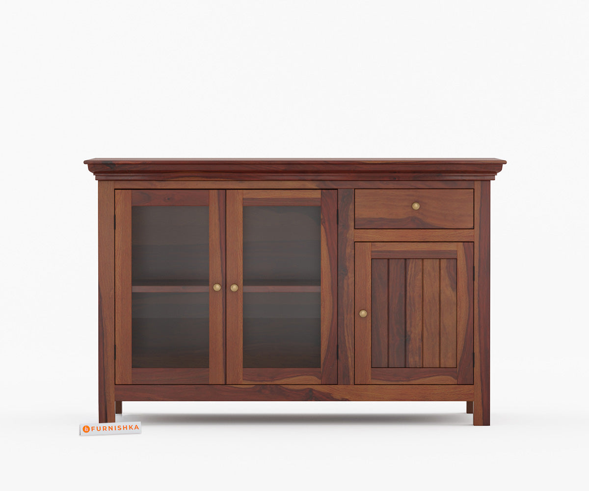 Aela Crockery Sheesham Wood Kitchen Cabinet - Furnishka 