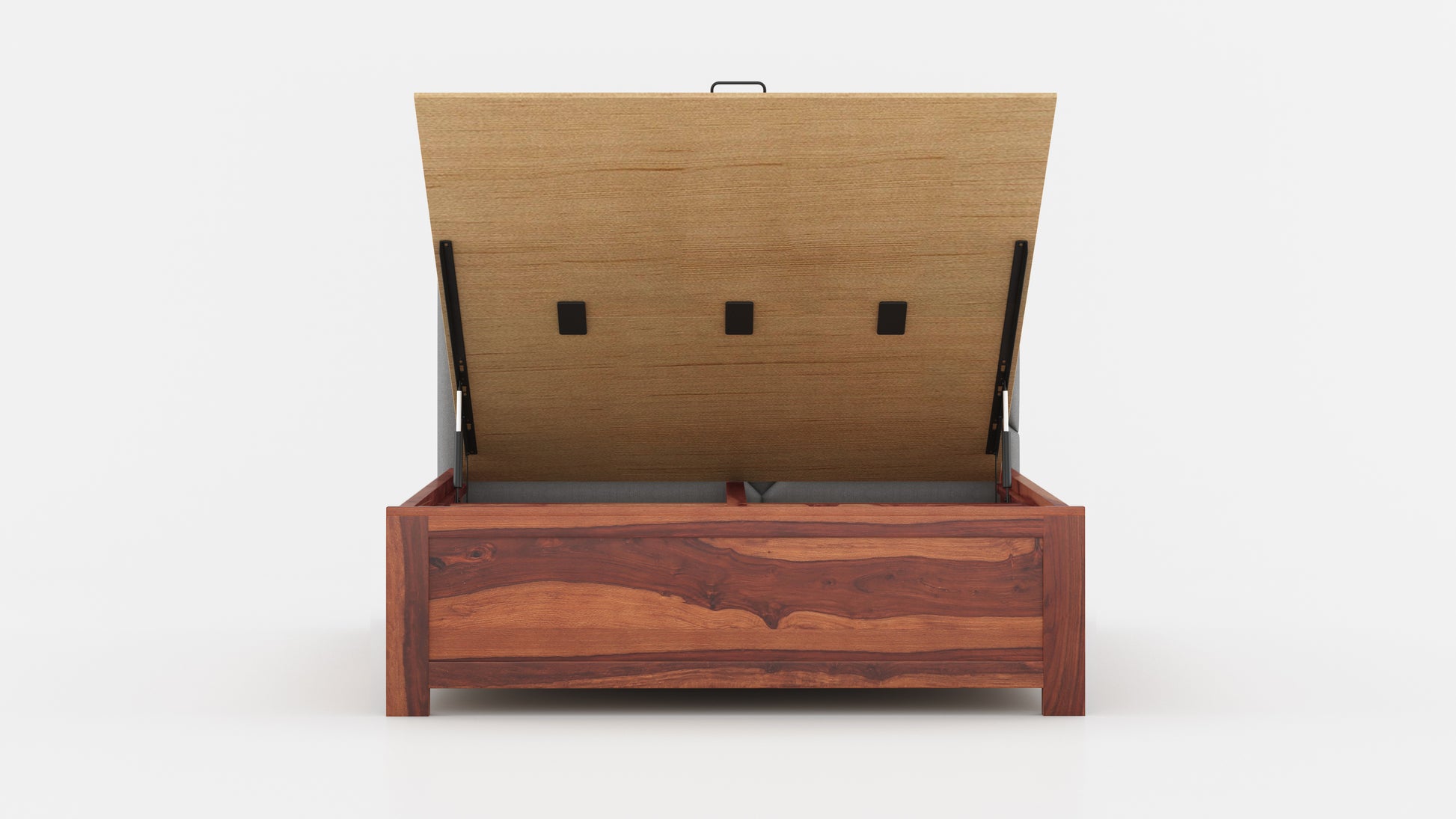 Agatha Sheesham Wood bed with Upholstered headboard Hydraulic Storage King Size - Furnishka 