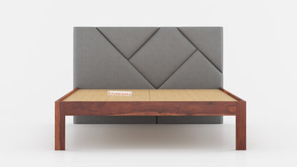Agatha Sheesham Wood bed with Upholstered headboard Non Storage King Size - Furnishka 