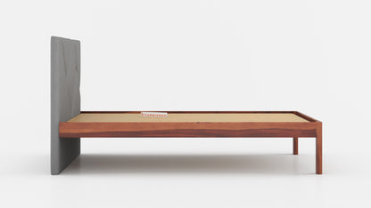 Agatha Sheesham Wood bed with Upholstered headboard Non Storage King Size - Furnishka 